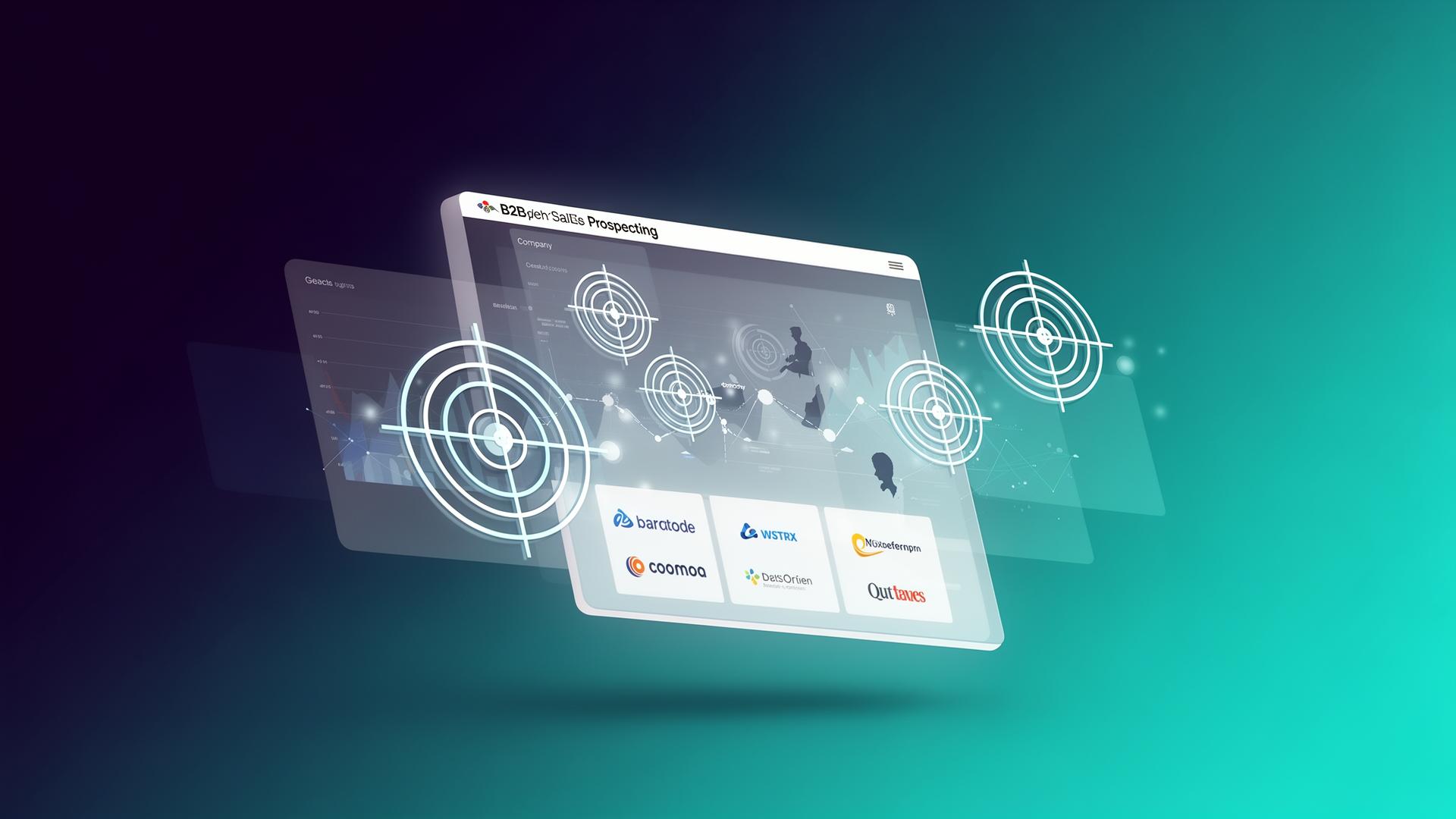Dashboard of B2B sales prospecting tools showing buying signals, contact data, and outreach sequences